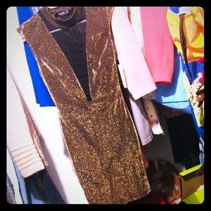 NWT Sexy NYE/Birthday Gold w/Black Mesh Dress 🔥